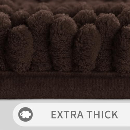 Yimobra Bathroom Rug Mat 47 x 24, Non Slip and Super Absorbent Bath Mat,Machine Washable Quick Dry,Ultra Plush Chenille Shower Rugs for Bathroom Floor Sink Tub and Shower Outside,Brown