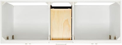 ARIEL Hamlet 60-inch Bathroom Vanity with Sink,Solid Wood, 1.5-inch Italian Carrara Marble Countertop, Double Rectangular Porcelain Sink, 4 Soft Closing Doors, 3 Dovetail Drawers, White