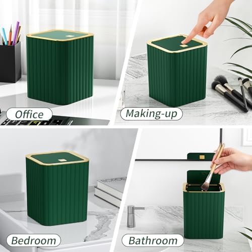 Bathroom Accessory Set - Bathroom Set, 12PC Bathroom Accessories Set, Dark Green Bathroom Accessories Set, Mini Trash Can, Toilet Brush, Trash Can & Soap Dispenser