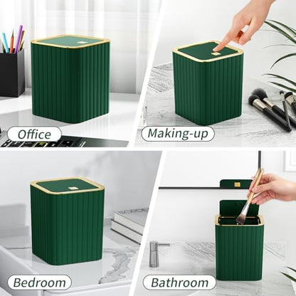 Bathroom Accessory Set - Bathroom Set, 12PC Bathroom Accessories Set, Dark Green Bathroom Accessories Set, Mini Trash Can, Toilet Brush, Trash Can & Soap Dispenser