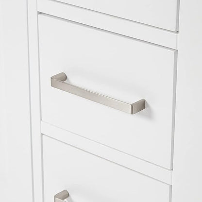 ARIEL Cambridge 42-inch Bathroom Vanity with Sink,Solid Wood, 1.5-inch Italian Carrara Marble Countertop, Single Rectangular Porcelain Sink, 2 Soft Closing Doors, 9 Dovetail Drawers, White