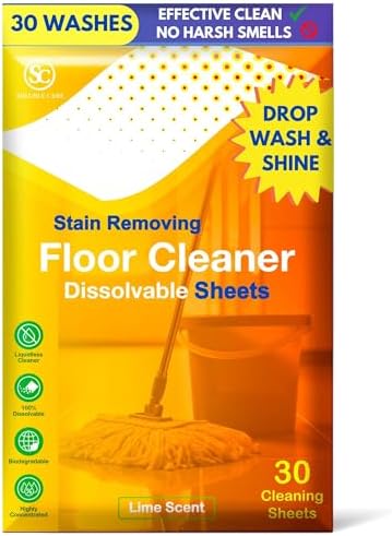 Dissolvable Floor Cleaner Sheets: Fresh Lime Scent, 30 Washes