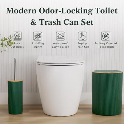 Bathroom Accessories Set 25 PCS, Dark Green Shower Curtains Set