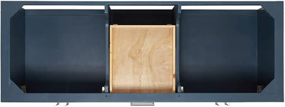 DKB Olivia 60" Midnight Blue Double Bathroom Vanity, 1.5" Pure White Quartz Countertop, Rectangular Undermount Sinks, 4 Soft Closing Doors, 3 Full Extension Dovetail Drawers
