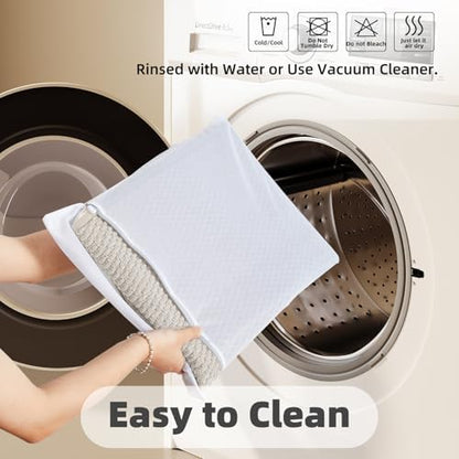 TYUU Bathroom Rugs Non Slip Washable, Super Absorbent Thin Bath Mat Small Quick Dry Low Pile Bathroom Rug, Light Grey 20"x30"