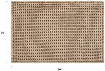 TYUU Waffle Bath Mat, Boho Bathroom Rugs Non Slip, 30x20 Beige