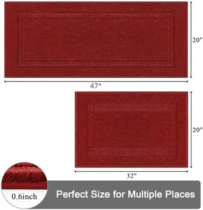 SHACOS Soft Microfiber Bathroom Rugs Set of 2 Pieces, Red