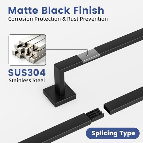 Luxbaro 20-Pieces 24 Inch Matte Black Bathroom Accessories, Wall Mounted