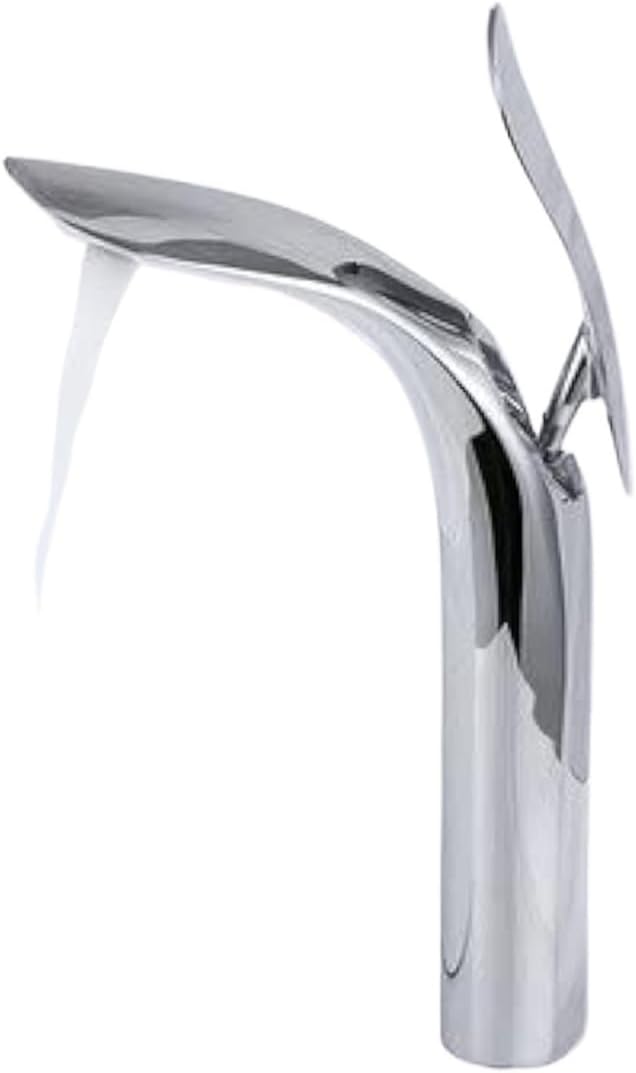 Faucet Modern Leaf Bathroom Basin Faucet Brass Single Lever Sink Tap with Hot Cold Water Mixer for Vanity(Chrome Tall) Faucet