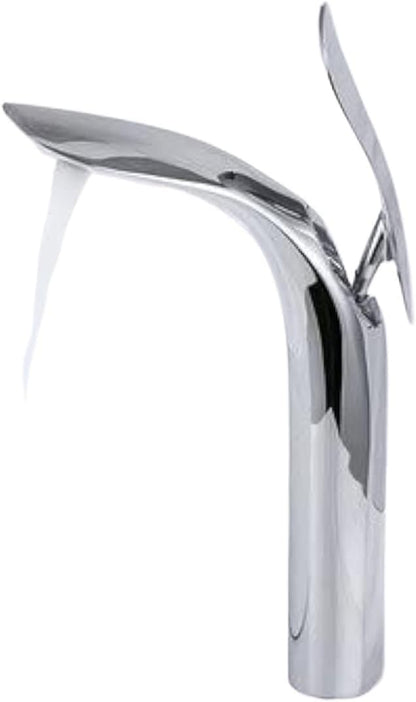 Faucet Modern Leaf Bathroom Basin Faucet Brass Single Lever Sink Tap with Hot Cold Water Mixer for Vanity(Chrome Tall) Faucet