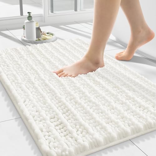 Smiry Bathroom Rugs 24X16, Extra Soft Rubber Backing Chenille Bath Mats