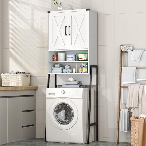 Vabches Metal Frame Over The Toilet Storage Cabinet, Unique White