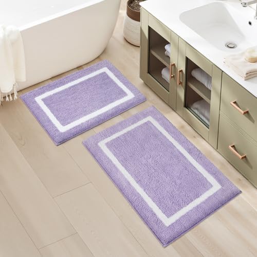 HOMEIDEAS Bathroom Rugs Sets 2 Piece Lavender 20" x 32" + 16" x 24"