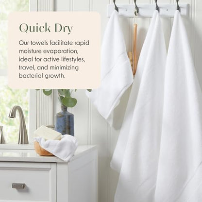 Springtree Home 100% Cotton Luxury Hotel Bath Towel Set | 4-Pack | White