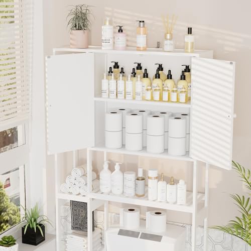 Bamboo Over-the-Toilet Storage Cabinet with Shelves for Small Bathrooms
