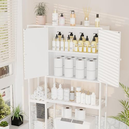 Bamboo Over-the-Toilet Storage Cabinet with Shelves for Small Bathrooms