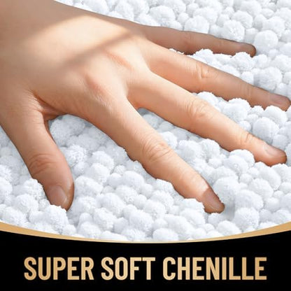 OLANLY Thick Chenille Bathroom Runner Rugs 70x24, Absorbent Bath Mat, White