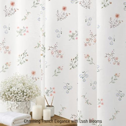 Floral Farmhouse Vintage Cotton Shower Curtain French Country Decor 72Wx72H