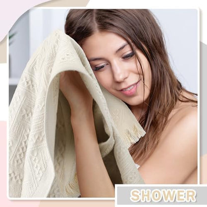 HunnmingRe 4 Pack Boho Hand Towel for Kitchen,Cream White