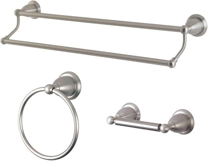 Kingston Brass BAK175348SN Heritage 3-Piece 24-Inch Dual Towel Bar Bathroom Accessory Set in Brushed Nickel