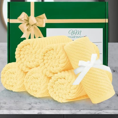 VOOVA & MOVAS Washcloths 6PC, 100% Cotton, 13x13 in, Yellow