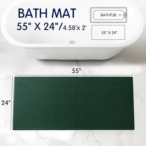 SUBRTEX Bathroom Rugs, 24" x 55" Chenille Bath Rug Soft Short Plush Bath Mat Soft Shower Mat Water Absorbent Shower Mat Quick Dry Machine Washable, Celadon
