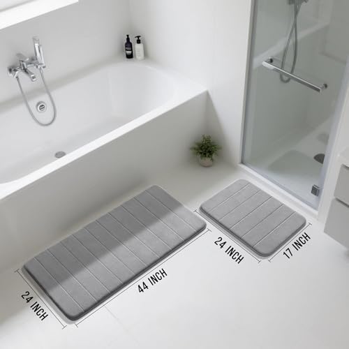 Yimobra Large Memory Foam Bathroom Mat Set, 44 x 24 & 24 x 17 in, Gray