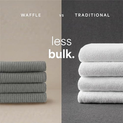 S&T INC. Aura Waffle Bath Towels, 4 Pack, 30" x 60", Grey