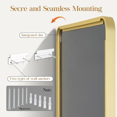 Fun Memories Gold Bathroom Mirror 20x30 Inch Bathroom Vanity, Metal Black Frame Large Mirror, Modern Wall Mirror for Bathroom, Tempered Glass, Farmhouse, Horizontally or Vertically