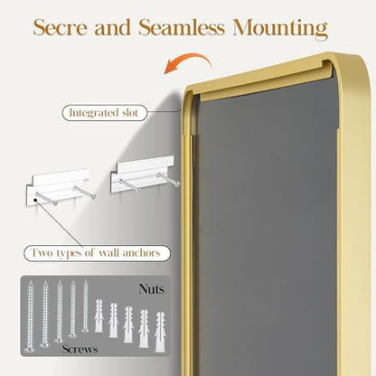 Fun Memories Gold Bathroom Mirror 20x30 Inch Bathroom Vanity, Metal Black Frame Large Mirror, Modern Wall Mirror for Bathroom, Tempered Glass, Farmhouse, Horizontally or Vertically