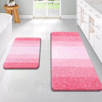 OLANLY Micorfiber Bathroom Rug Set 2 Piece, 47"x20"+24"x16"