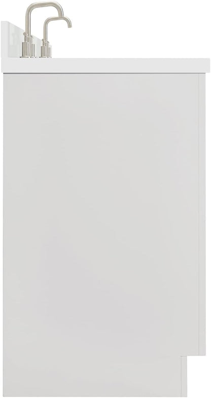ARIEL Milan 72-inch Bathroom Vanity with Sink,Solid Wood, 1.5-inch Pure White Quartz Countertop & Backsplash, Double Rectangular Porcelain Sink, 4 Soft Closing Doors, 3 Dovetail Drawers, Warm White