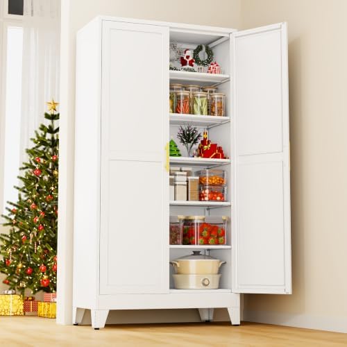 78.7" Tall Metal Pantry Cabinet, Freestanding Kitchen Storage Cabinet