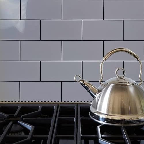 AULIGET 100-Piece Polished Grey Thick PVC Peel and Stick Backsplash, 3" x 6" Waterproof Subway Tile Peel and Stick Wall Tiles for Kitchen & Bathroom