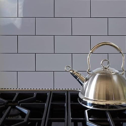 AULIGET 100-Piece Polished Grey Thick PVC Peel and Stick Backsplash, 3" x 6" Waterproof Subway Tile Peel and Stick Wall Tiles for Kitchen & Bathroom