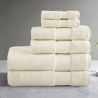 Madison Park 100% Turkish Cotton 600 GSM Bath Towel Set, 6 Piece, Natural