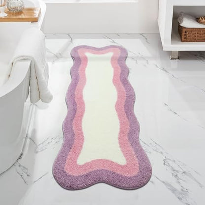 HAOCOO Bathroom Runner Rug, 18x47 inch, Microfiber Luxury Soft Non Slip Washable, Room Decor Aesthetic Long Rug for Indoor Doormat Tub Bedside Decor