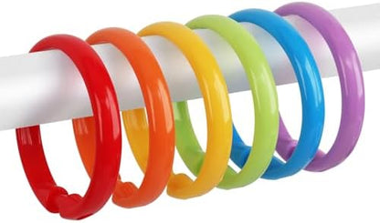 Colorful Shower Curtain Hooks - 12 Pcs Circular Plastic Shower Curtain Rings for Bathroom - O Shaped Rainbow Color Shower Hooks Rings for Shower Curtain Rod