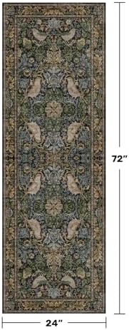 Floral Kitchen Runners - 2x6 Runner Rug for Hallway Bathroom Laundry Room Bedroom Beside Bed Entryway, Boho Leaves Patterned Non Slip Low Pile Washable Rugs