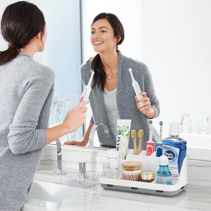 GFWARE Toothbrush Holders for Bathrooms Countertop Organizer - Kids Electric Toothbrush and Toothpaste Holder Detachable 7 Slots Tooth Brush Organization Bathroom Accessories Storage Vanity, White