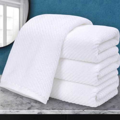 VOOVA & MOVAS White Hand Towels 4PC, 100% Cotton, 18x28 in