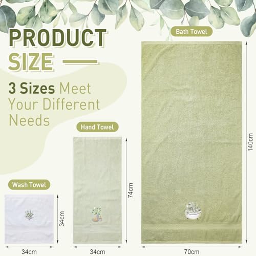Peryiter 3 Pack Eucalyptus Leaves Decorative Bath Towel Set
