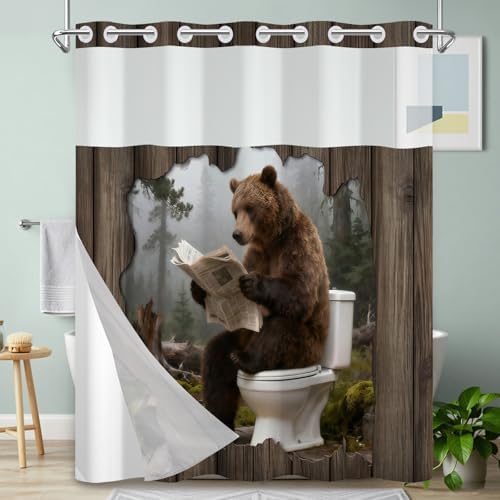 No Hook Shower Curtain with Liner 71x74 Inch