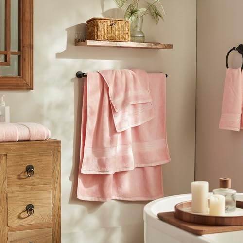 COZYART Luxury Bath Towel Set 6 Pcs, Soft Pink 100% Turkish Cotton 650 GSM