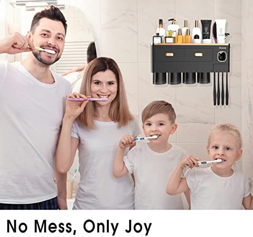 iHave Toothbrush Holders Bathrooms Wall Mount Toothpaste Dispenser & 4 Cups
