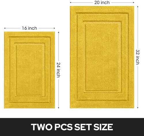HOMEIDEAS Bathroom Rugs Sets 2 Piece, Super Soft Non Slip Bath Mat Yellow
