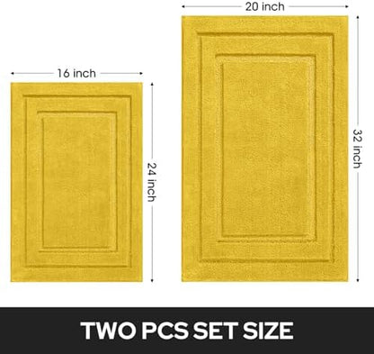 HOMEIDEAS Bathroom Rugs Sets 2 Piece, Super Soft Non Slip Bath Mat Yellow