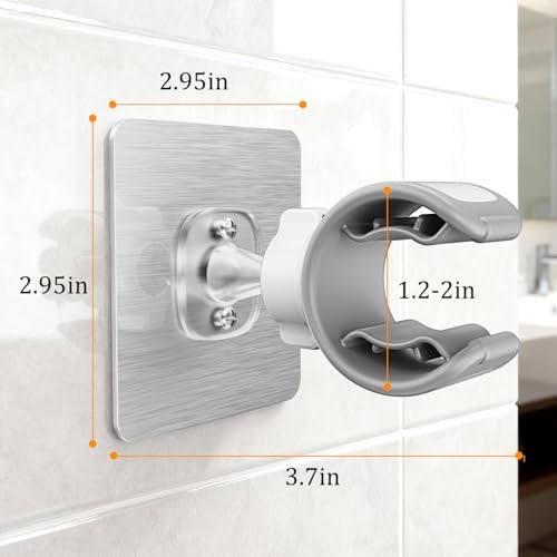 Adjustable Shower Head Holder Adhesive & Drill 2-in-1 with 360° Swivel