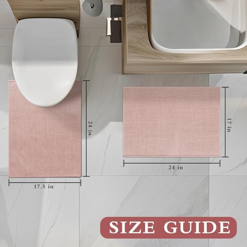 YIHOUSE Bathroom Rugs Thin Bath Mat Sets 4 Pieces Quick Dry,Pink