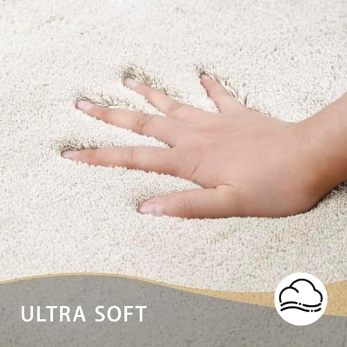 MINIDEAR Toilet Rugs 24x20 - U Shaped Beige Thick Memory Foam Contour Rugs,Ultra Soft & Plush Fluffy, Non-Slip, Quick Dry, Absorbent Washable Floor Microfiber Mat for Home Decor Accessories